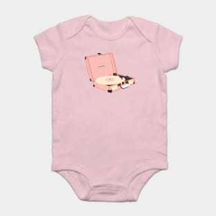 Pink Vintage Record Player by Courtney Graben Baby Bodysuit